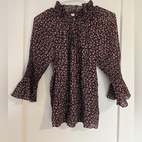 Rebecca Taylor Francesca Silk & Cotton Ruffle Blouse - Picture 2 of 9